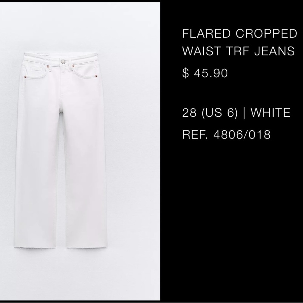 Zara TRF flared cropped high waist white jeans